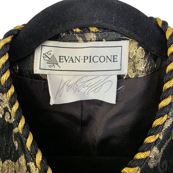 Evan-Picone Womens Luxury Brocade Blazer Jacket Gold & Black Size 10 - Picture 4 of 12